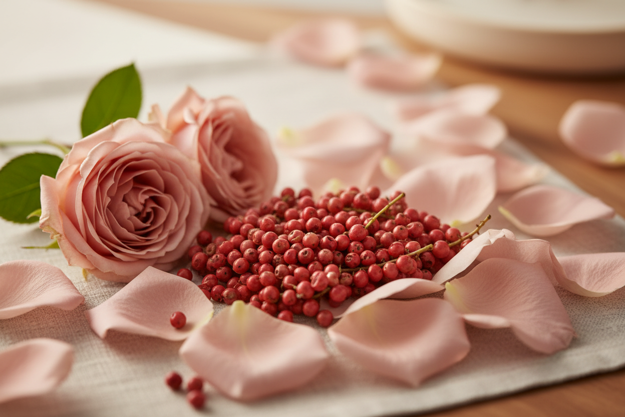 pink pepper and rose